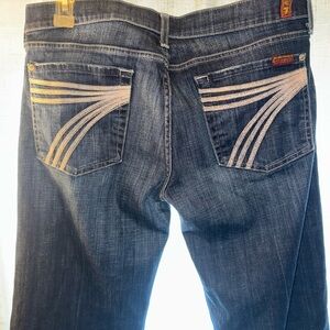 7 For All Mankind Blue Boot Cut Jeans with Signature Design size 32  Dojo